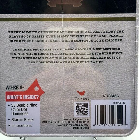 Cardinal Classics Double Nine Dominoes Set in Collectible Storage Tin - Picture 6 of 6